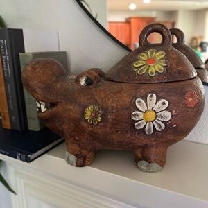 Vintage California Originals Hippo Cookie Jar Hand Painted Ceramic Hippopotamus